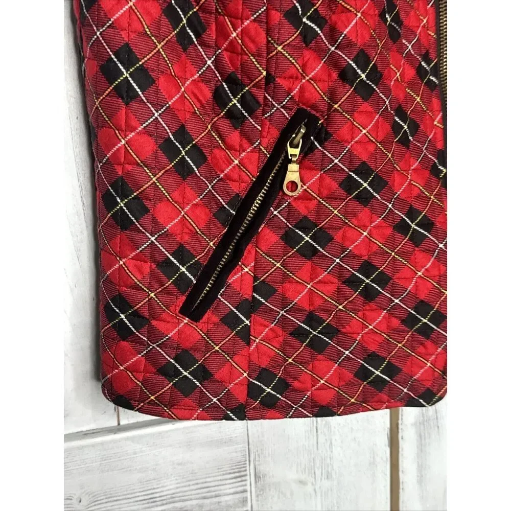 Vintage HOWARD WOLF DALLAS Red‎ Black Plaid Quilted Vest & Midi Skirt Set 12